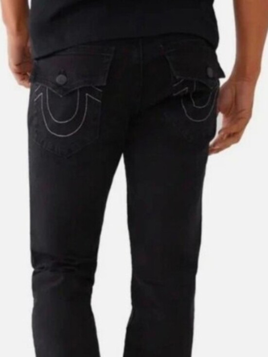 True Religion Other - MEXICO True Religion Men's Black JEANS WHITE STITCHED SIZE 34X34 MADE IN NICE!